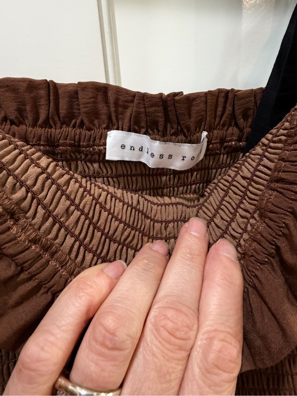 Endless Rose Chocolate Brown Ruffled Sundress with Tie Straps - Picture 5 of 11